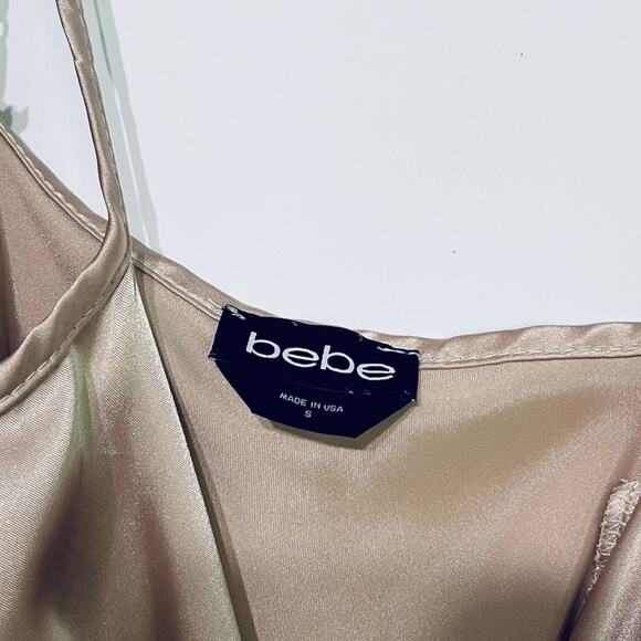 BEBE Satin Cowl Neck Midi Dress Gold Size S - Picture 4 of 4